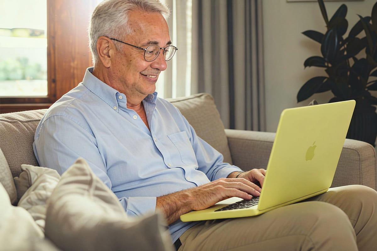 Señor usando MacBook